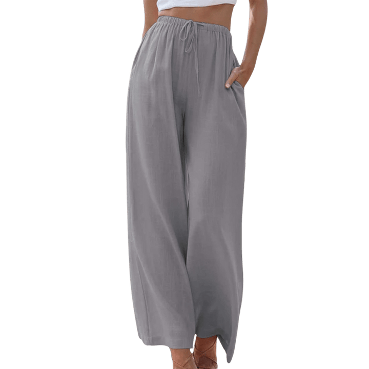 Naturia | Pantalon Large Taille Haute Lin Coupe Ample Casual Été Pour Femme