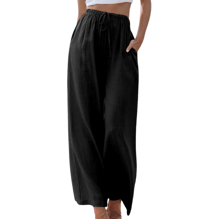 Naturia | Pantalon Large Taille Haute Lin Coupe Ample Casual Été Pour Femme