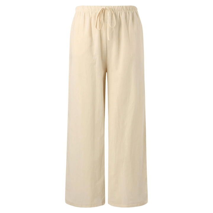 Naturia | Pantalon Large Taille Haute Lin Coupe Ample Casual Été Pour Femme