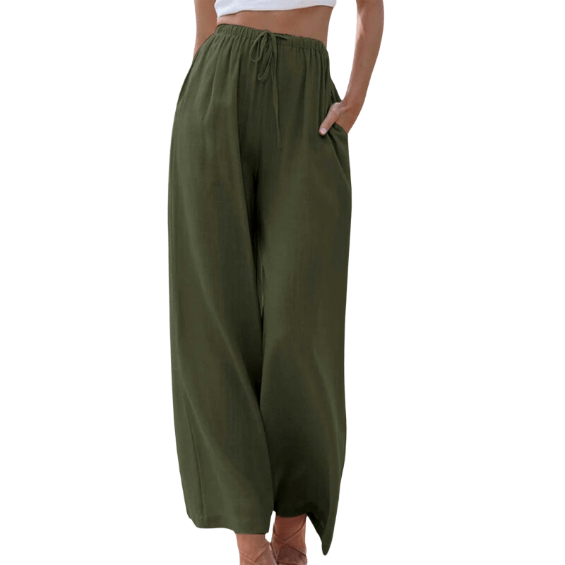 Naturia | Pantalon Large Taille Haute Lin Coupe Ample Casual Été Pour Femme
