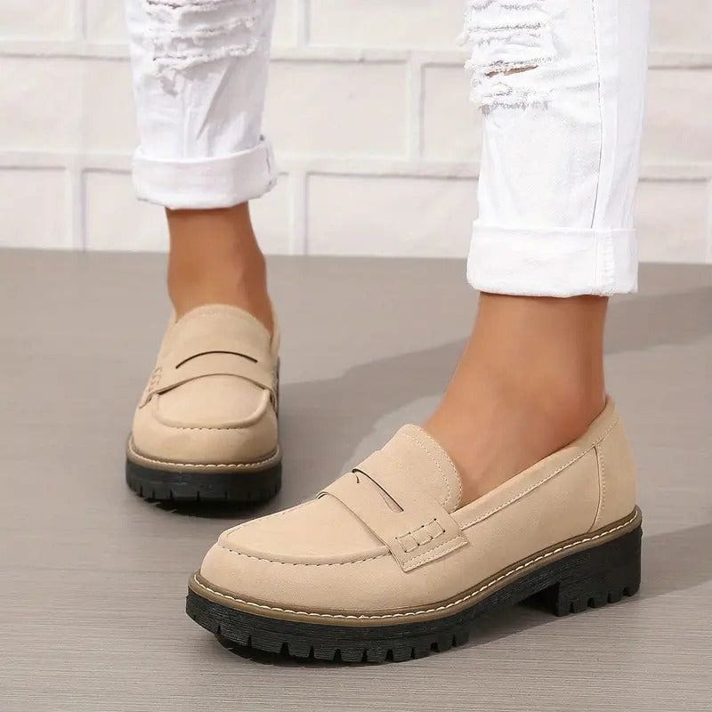 Eleganzia | Mocassins Semelle Épaisse Cuir Suédé Confort Casual Chic Pour Femme