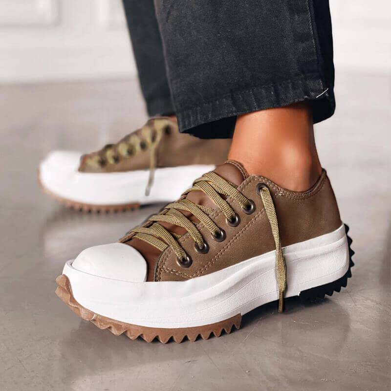 Urbania | Baskets Basses Plateforme Lacets Semelle Crantée Casual Streetwear Pour Femme