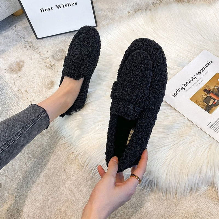 Mocassins Intérieur Extérieur Effet Fourrure Doublure Chaude Semelle Souple Confort Hiver Pour Femme