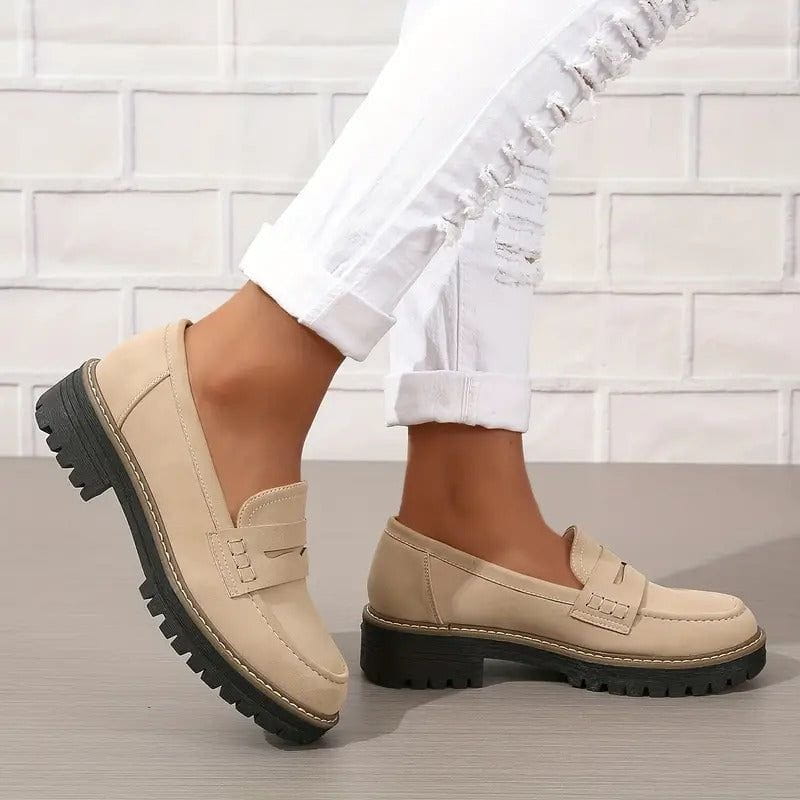 Eleganzia | Mocassins Semelle Épaisse Cuir Suédé Confort Casual Chic Pour Femme