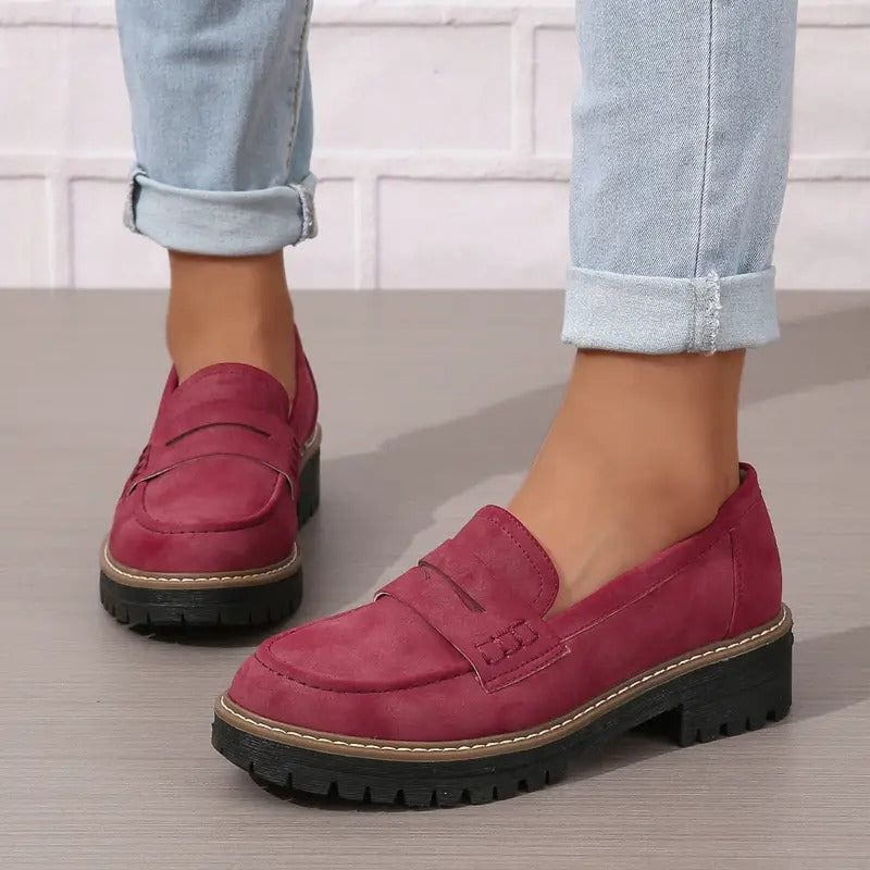Eleganzia | Mocassins Semelle Épaisse Cuir Suédé Confort Casual Chic Pour Femme