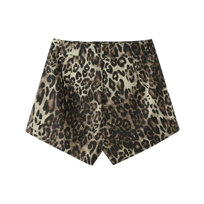 Felina | Short Taille Haute Imprimé Léopard Coupe Ajustée Casual Été Pour Femme