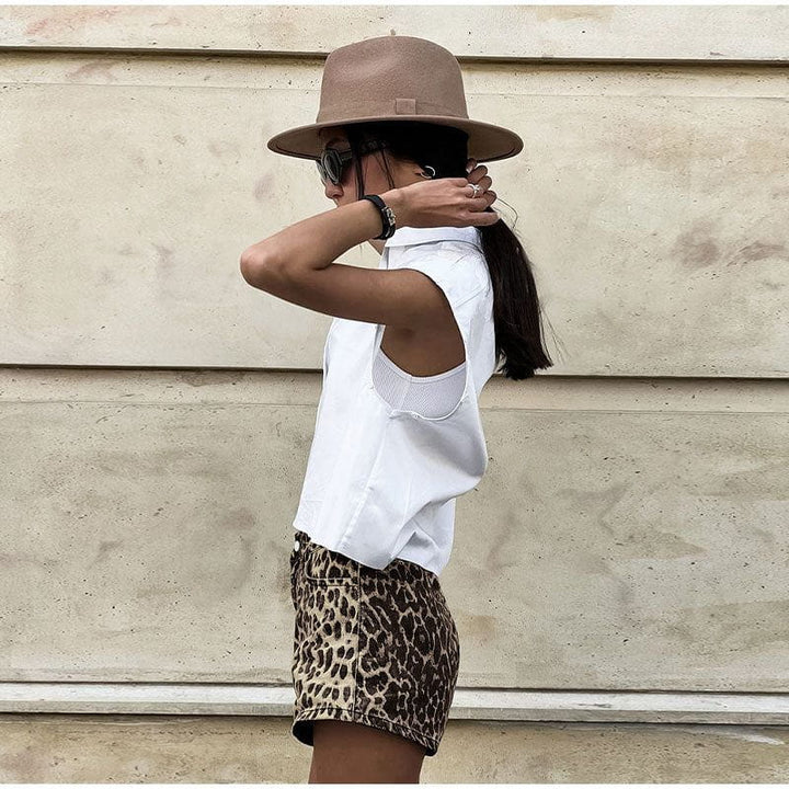 Felina | Short Taille Haute Imprimé Léopard Coupe Ajustée Casual Été Pour Femme