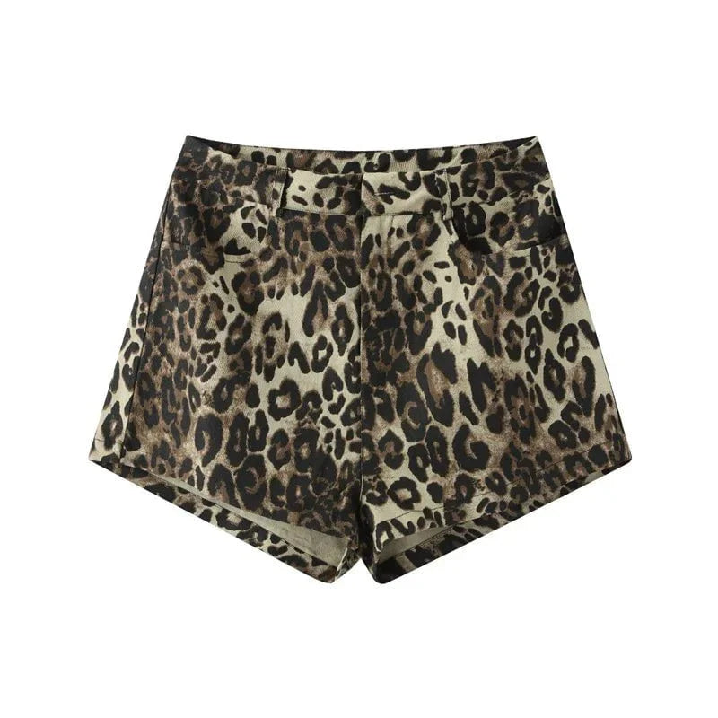 Felina | Short Taille Haute Imprimé Léopard Coupe Ajustée Casual Été Pour Femme