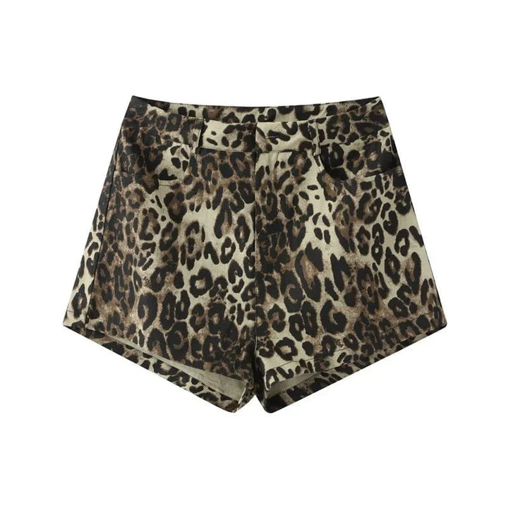 Felina | Short Taille Haute Imprimé Léopard Coupe Ajustée Casual Été Pour Femme