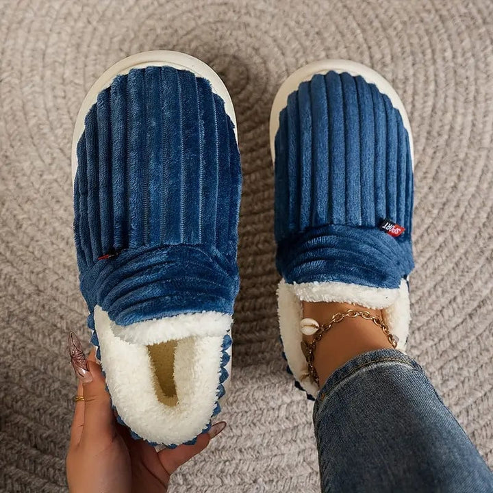 Cosylia | Chaussons Intérieur Extérieur Côtelé Doublure Chaude Semelle Antidérapante Confort Hiver Pour Femme
