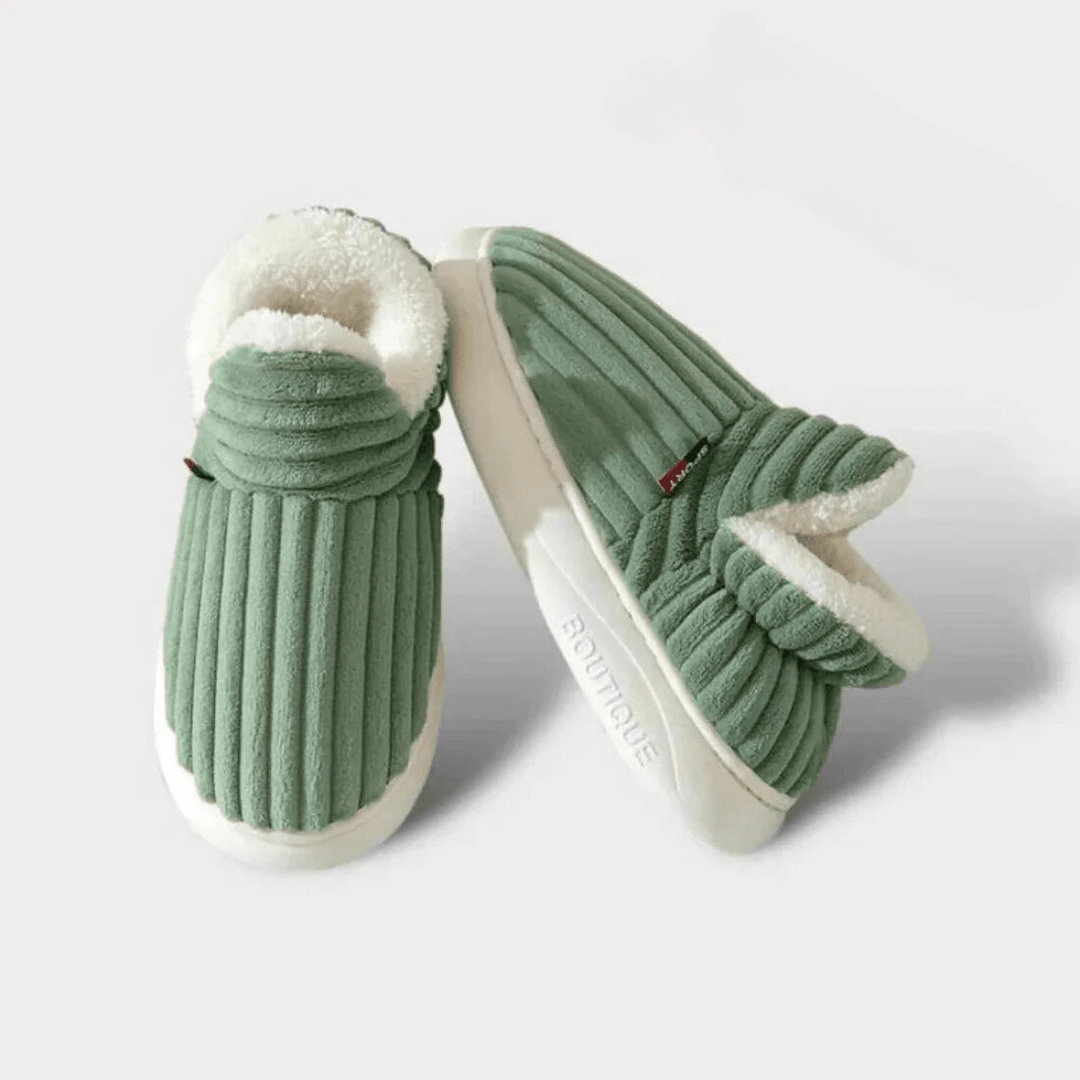 Cosylia | Chaussons Intérieur Extérieur Côtelé Doublure Chaude Semelle Antidérapante Confort Hiver Pour Femme