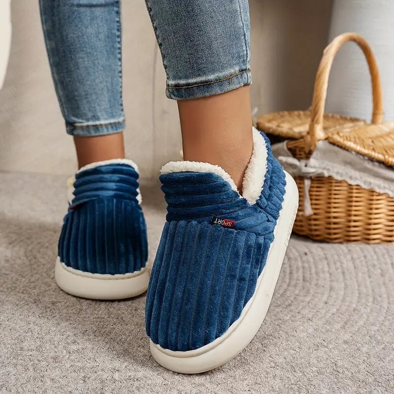 Cosylia | Chaussons Intérieur Extérieur Côtelé Doublure Chaude Semelle Antidérapante Confort Hiver Pour Femme