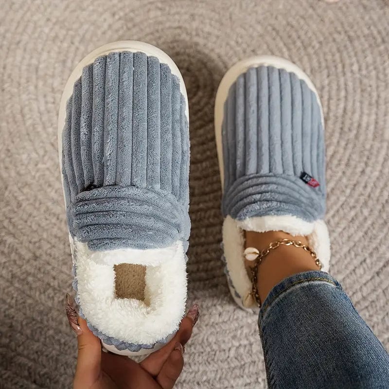 Cosylia | Chaussons Intérieur Extérieur Côtelé Doublure Chaude Semelle Antidérapante Confort Hiver Pour Femme