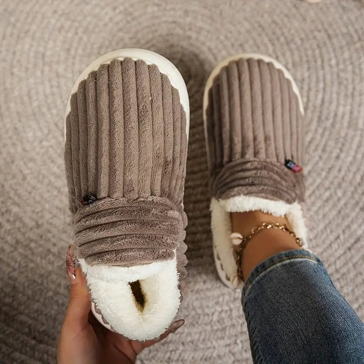 Cosylia | Chaussons Intérieur Extérieur Côtelé Doublure Chaude Semelle Antidérapante Confort Hiver Pour Femme