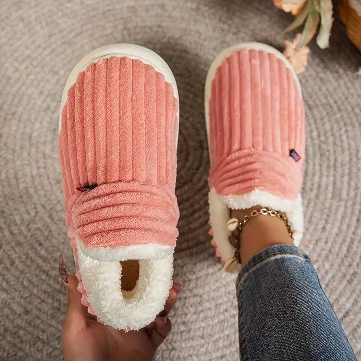 Cosylia | Chaussons Intérieur Extérieur Côtelé Doublure Chaude Semelle Antidérapante Confort Hiver Pour Femme