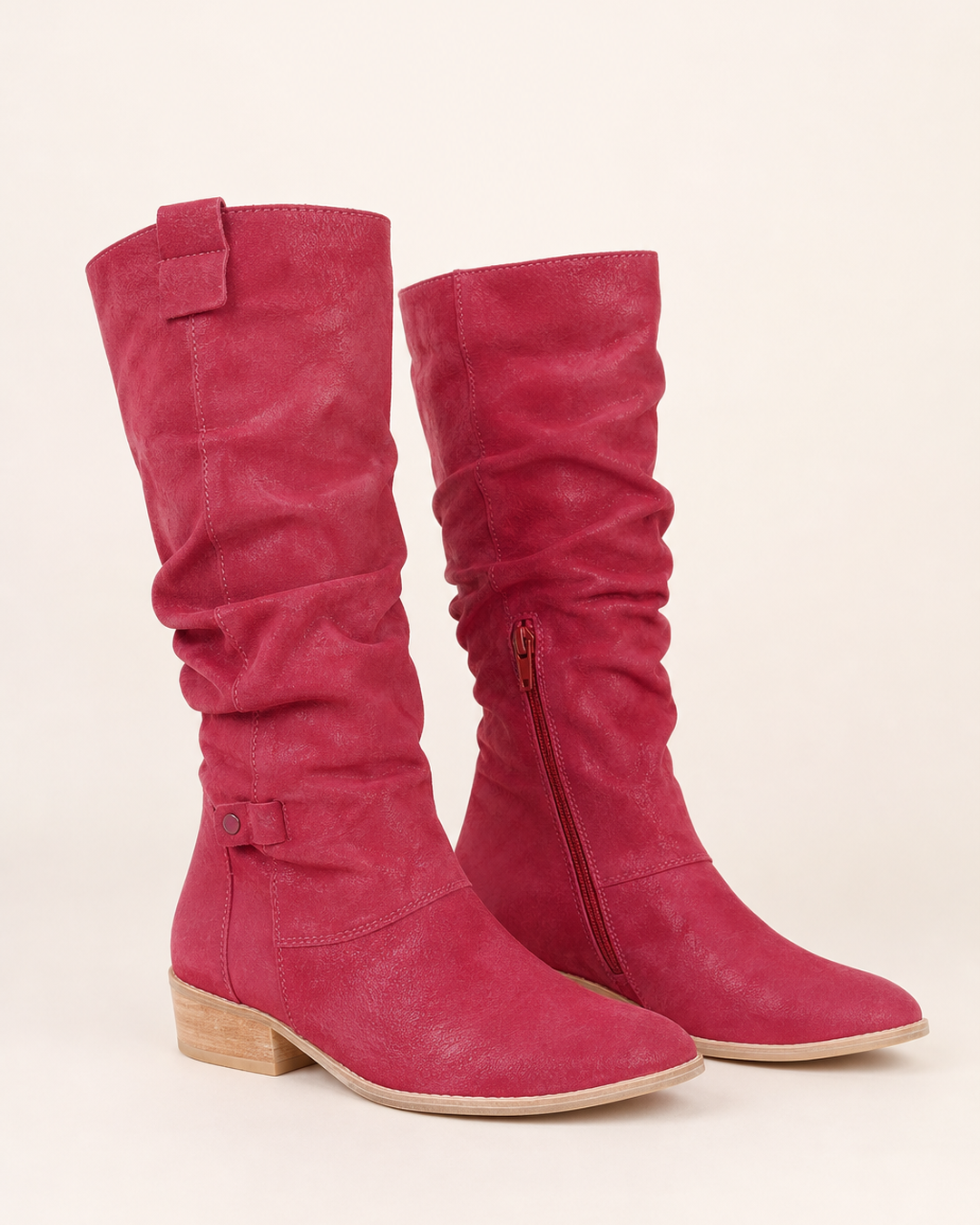 Bottes Mi-Mollet à Petit Talon – Bordeaux