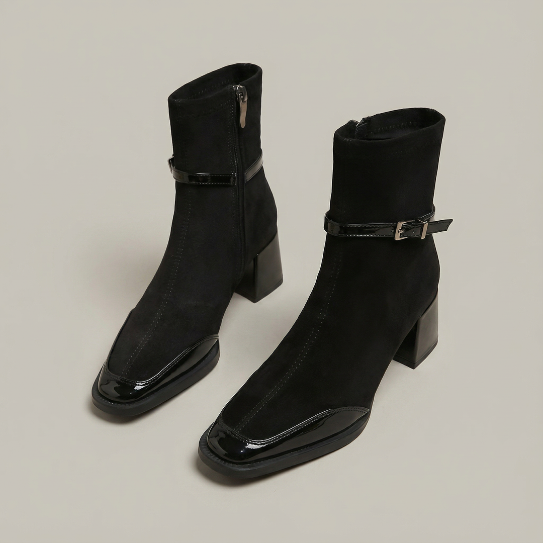 Bottines à Bride et Talon Bloc – Noir