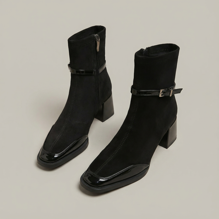 Bottines à Bride et Talon Bloc – Noir