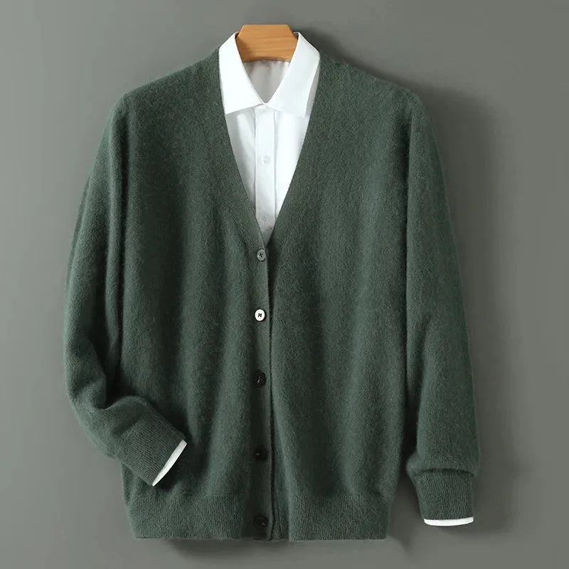 Cardigan Homme Col V Élégant – Vert