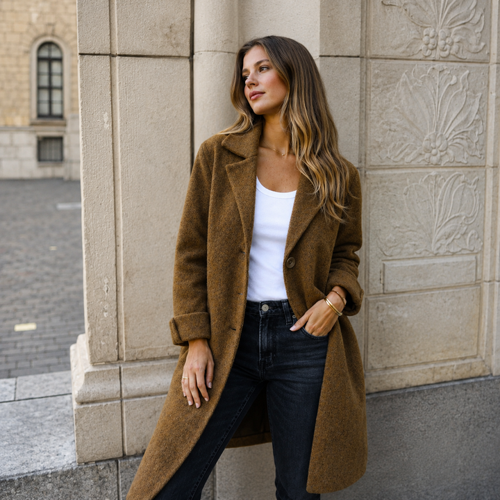 Manteau classique coupe droite – Marron
