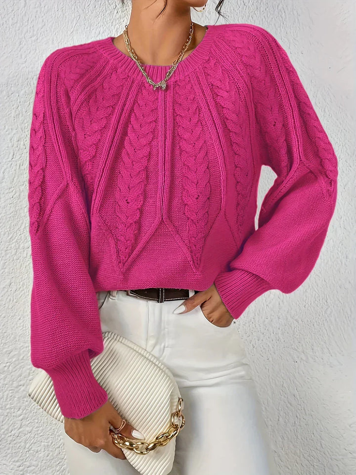 Pull élégant à manches ballon – Rose