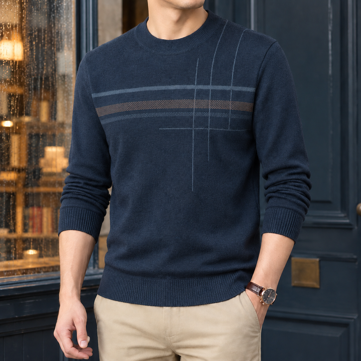 Pull Homme à Motif Graphique – Bleu