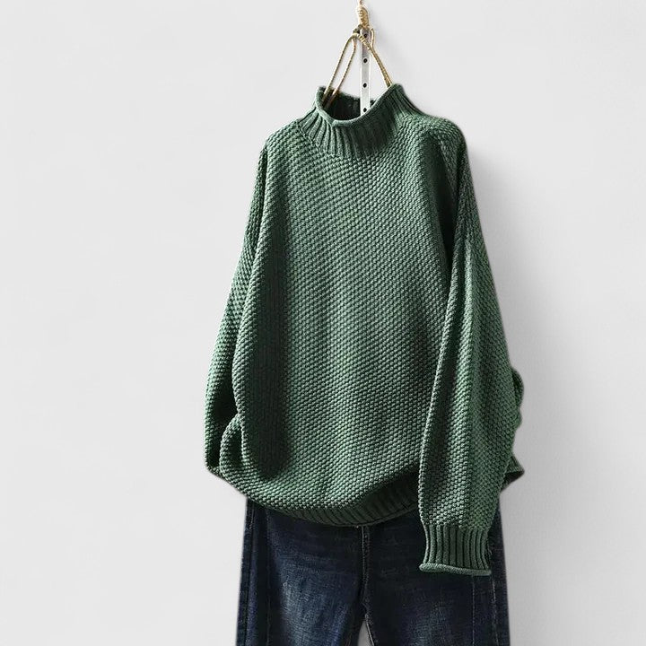 Pull oversize à col montant – Vert