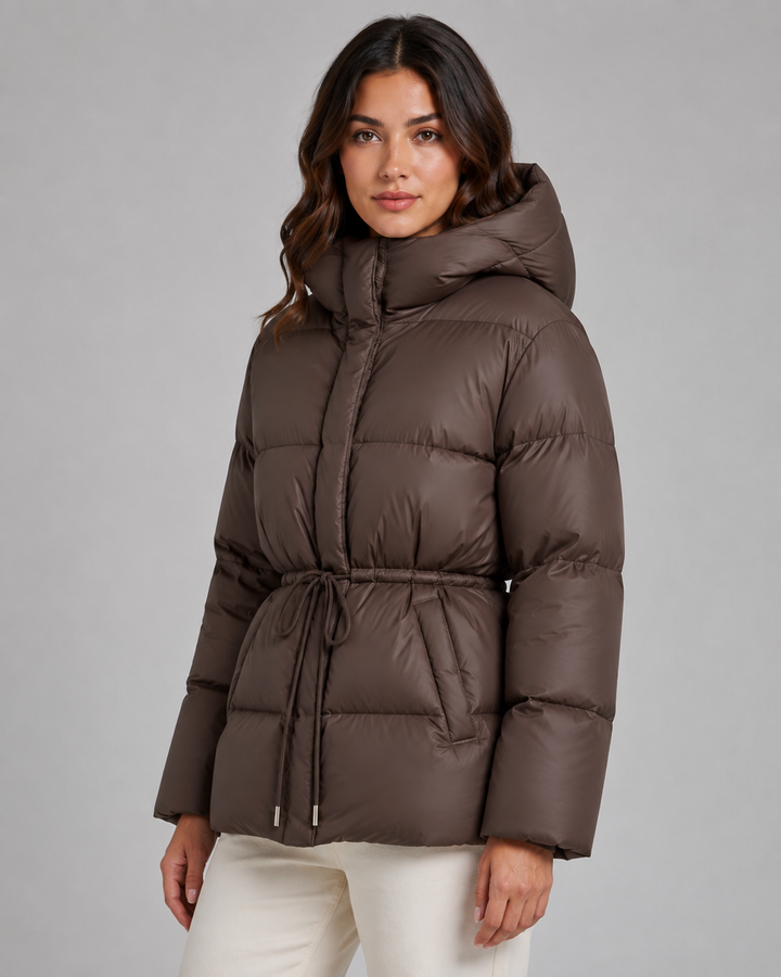 Veste Courte à Taille Cordon – Chocolat Marron