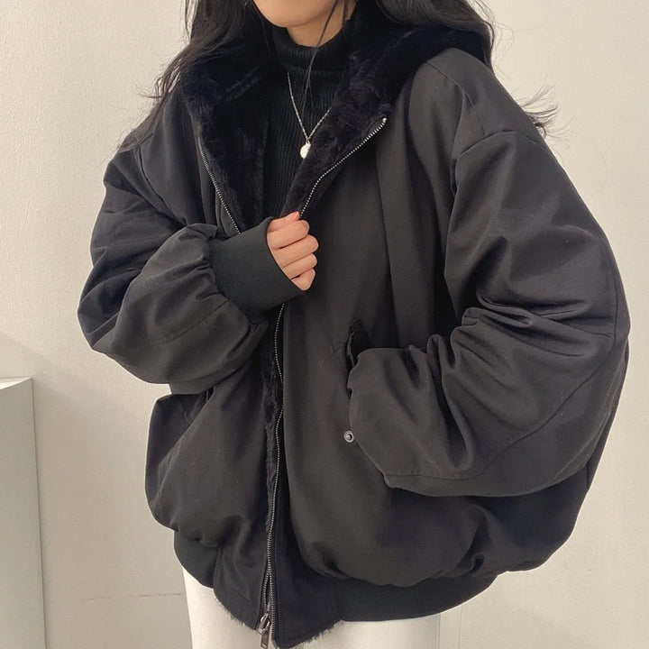 Veste Hivernale à Capuche Douce – Noir