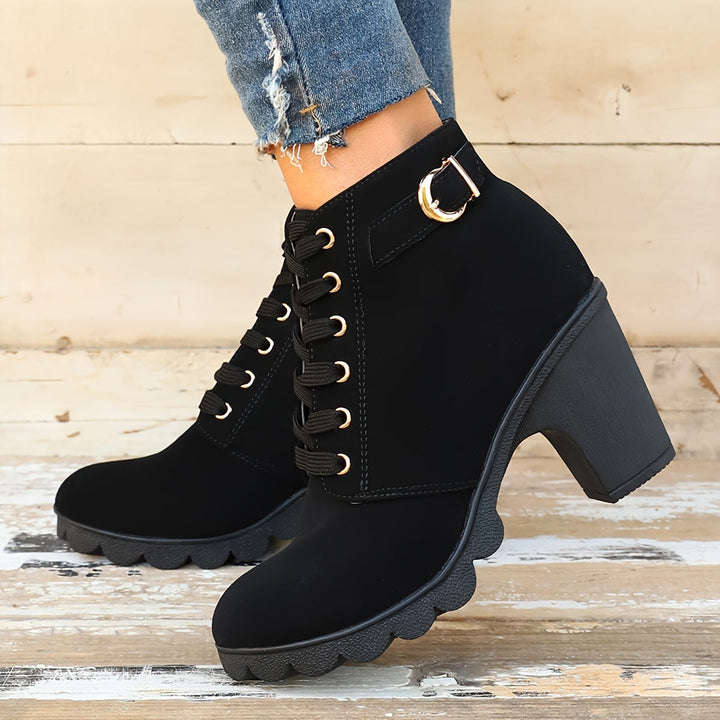 Etta | Bottines à Talon Épais avec Boucle Latérale pour Femmes