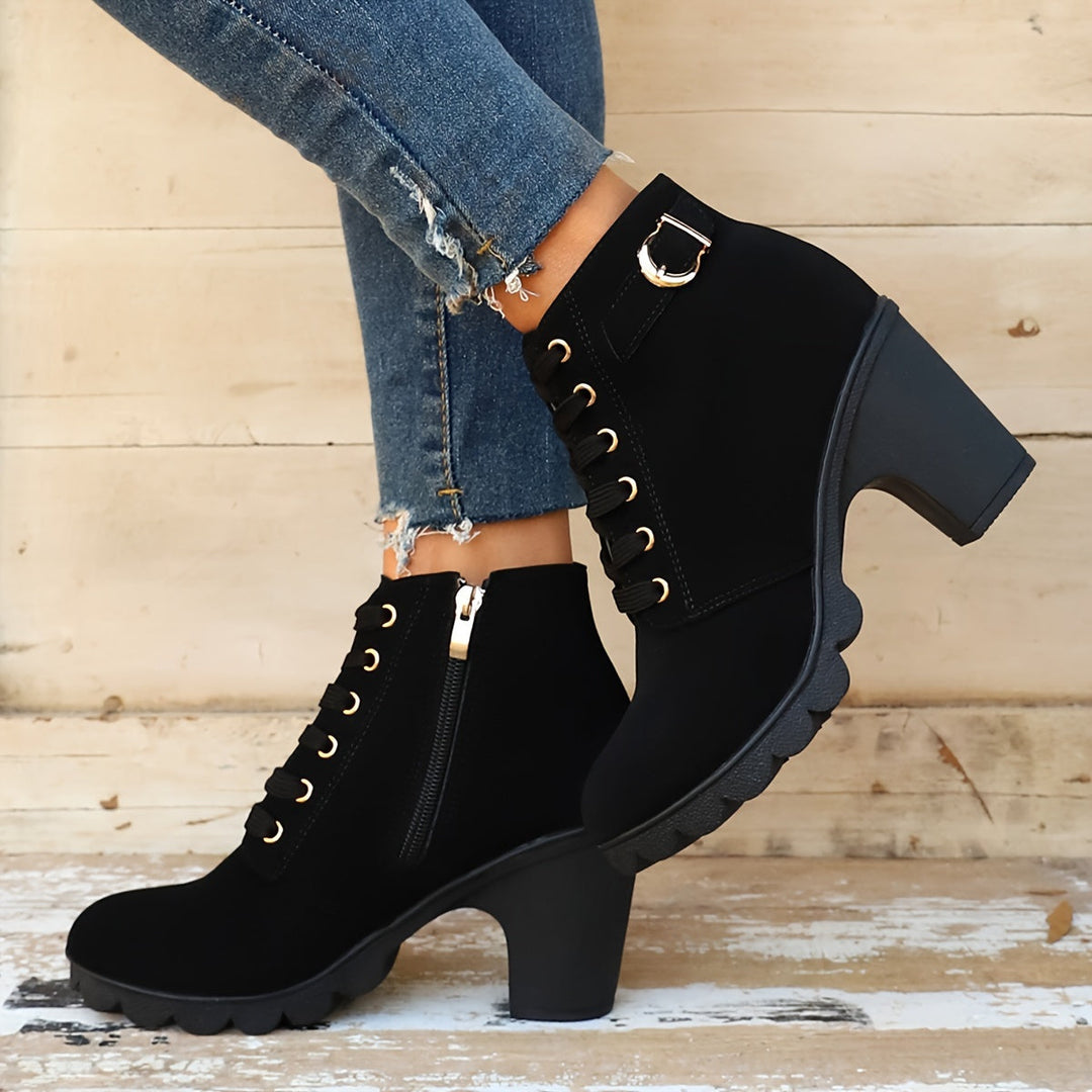Etta | Bottines à Talon Épais avec Boucle Latérale pour Femmes