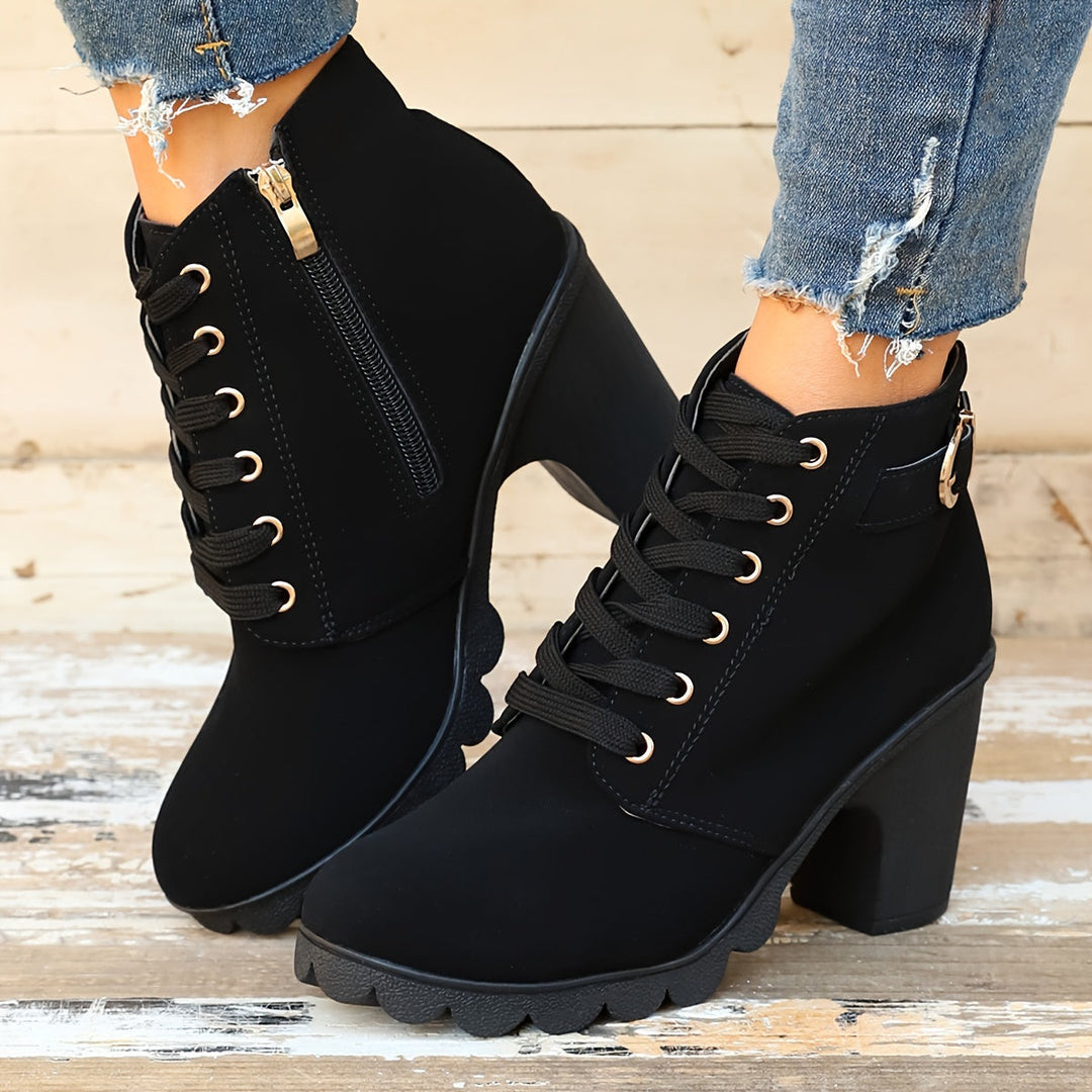 Etta | Bottines à Talon Épais avec Boucle Latérale pour Femmes