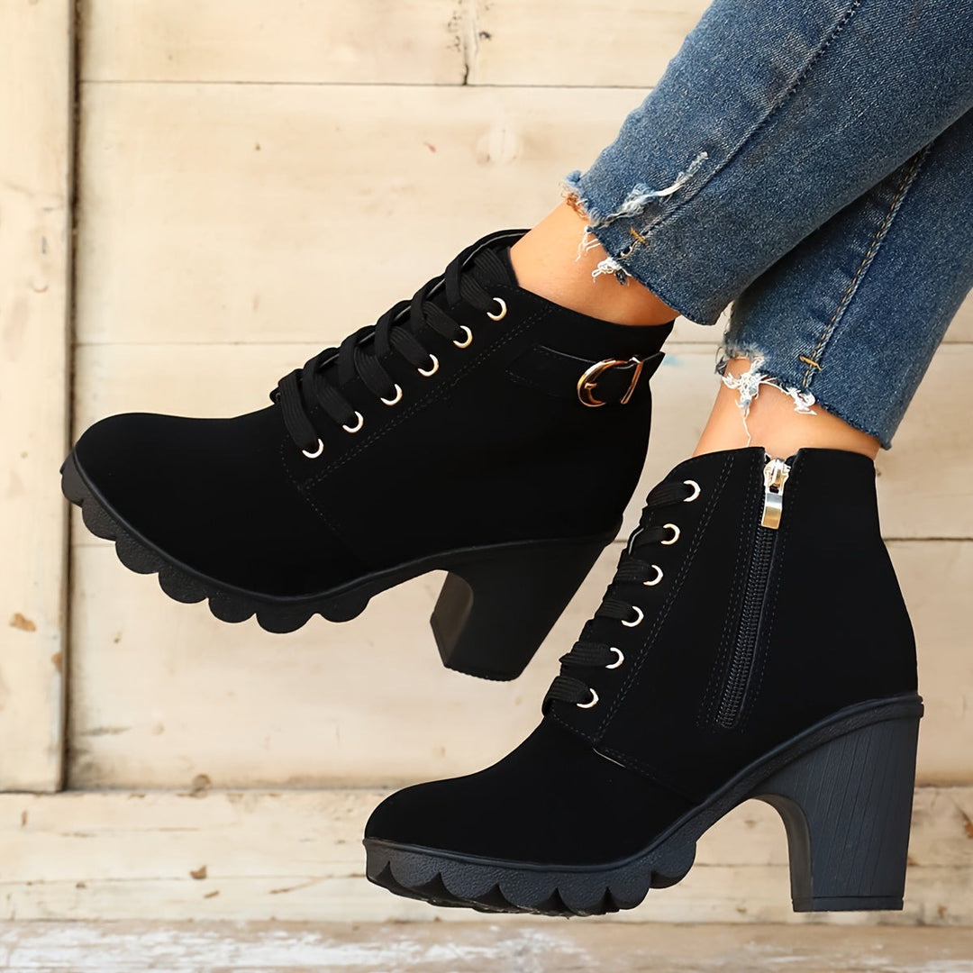 Etta | Bottines à Talon Épais avec Boucle Latérale pour Femmes