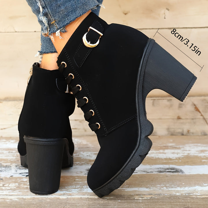 Etta | Bottines à Talon Épais avec Boucle Latérale pour Femmes
