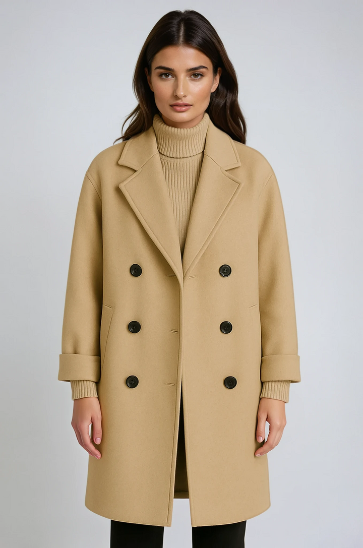 Manteau Ample à Double Boutonnage – Beige