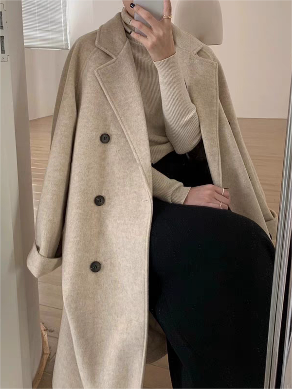 Manteau Ample à Double Boutonnage