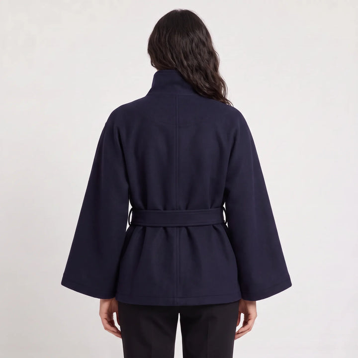 Manteau Ceinturé à Col Montant