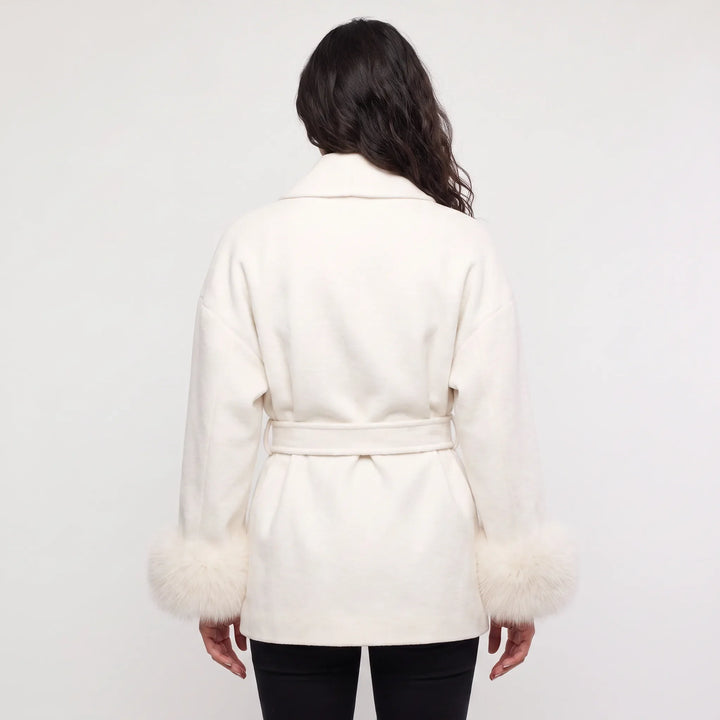 Manteau Ceinturé à Manches Ornées