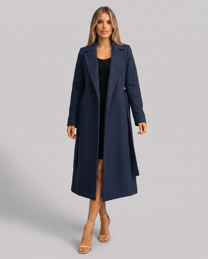 Manteau Ceinturé Bleu Marine