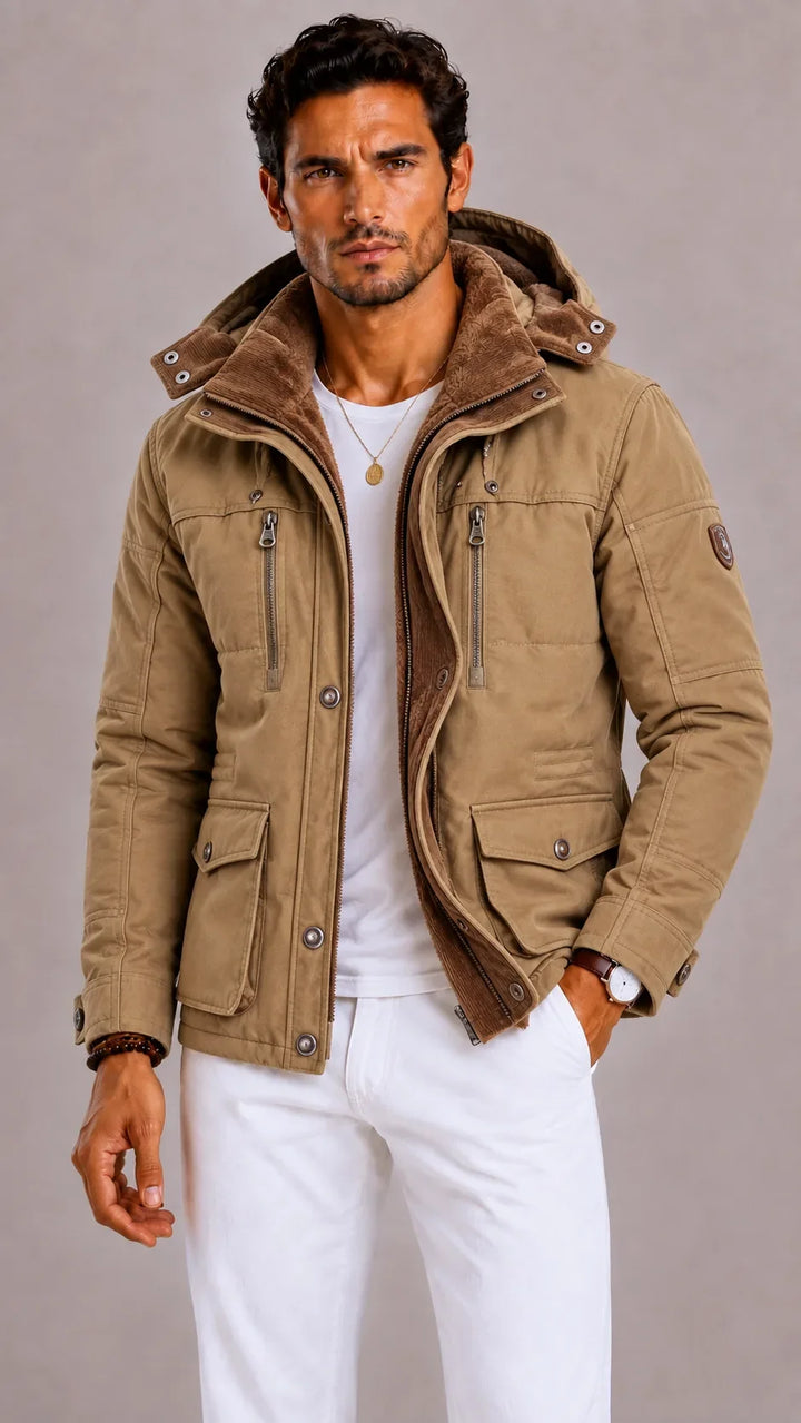 Manteau Chaud d'Hiver Multi-poches – Kaki