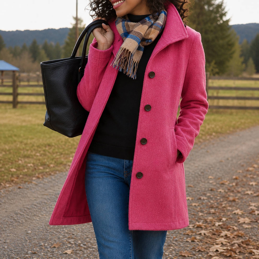 Manteau chic à col tailleur – Rose