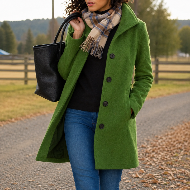 Manteau chic à col tailleur – Vert