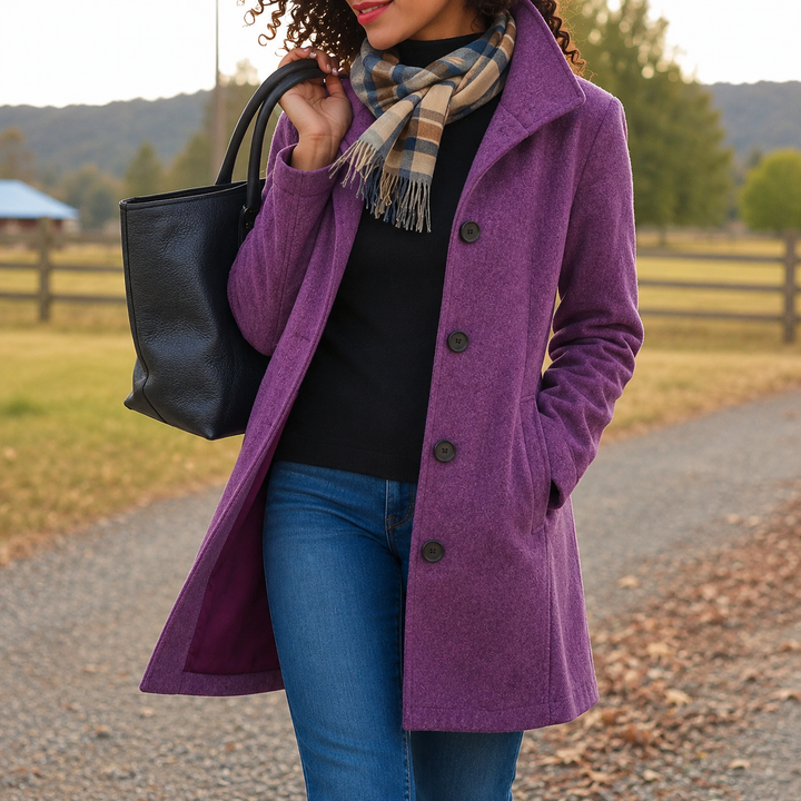 Manteau chic à col tailleur – Violet