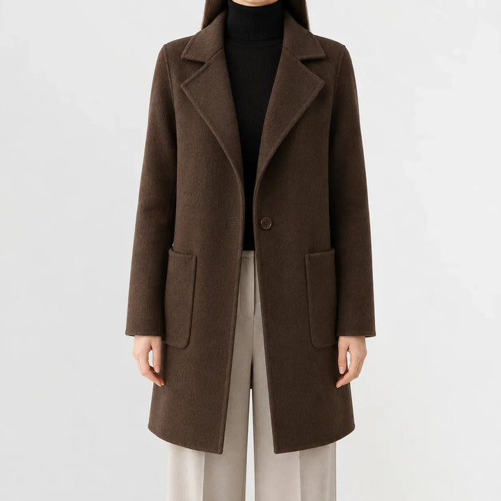 Manteau Classique à Col Revers – Café