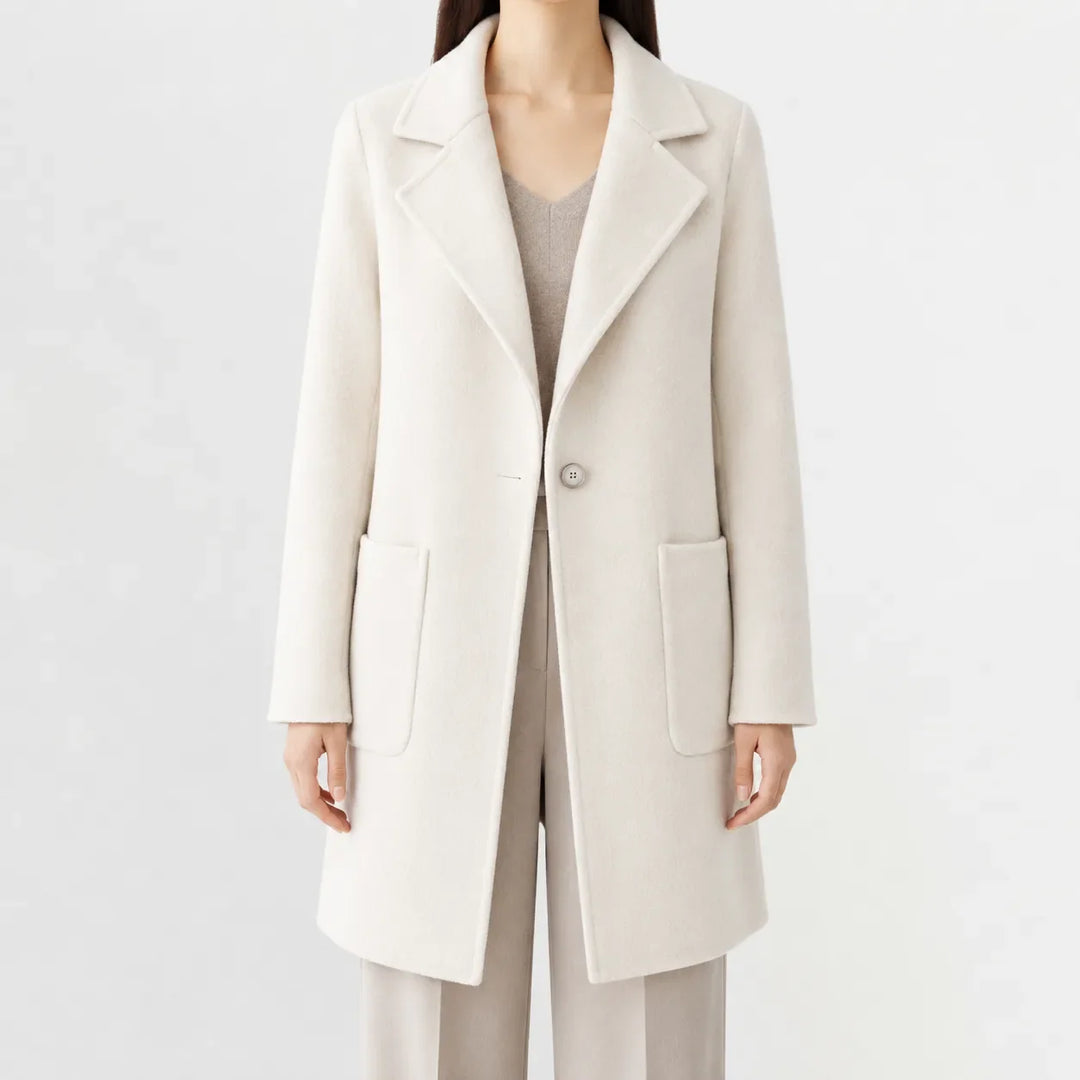 Manteau Classique à Col Revers – Crème