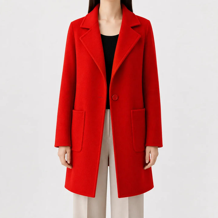 Manteau Classique à Col Revers – Rouge