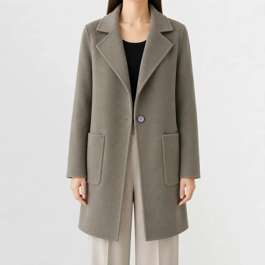 Manteau Classique à Col Revers – Vert Olive
