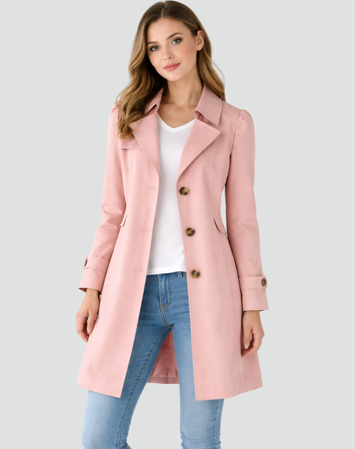 Manteau Classique Coupe Ajustée – Rose