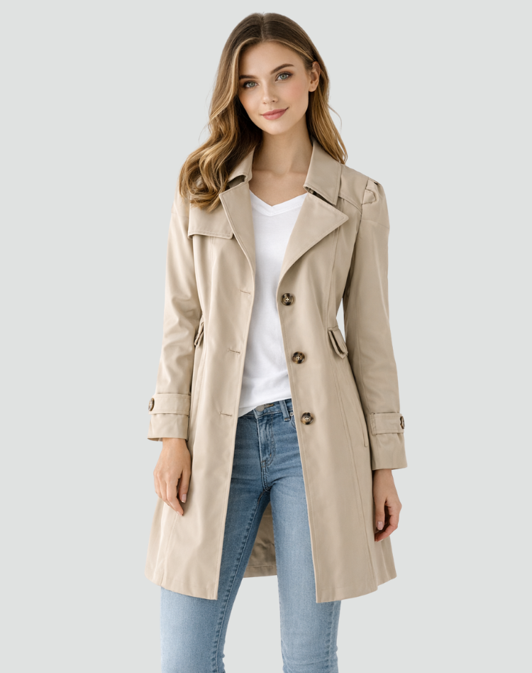 Manteau Classique Coupe Ajustée – Kaki