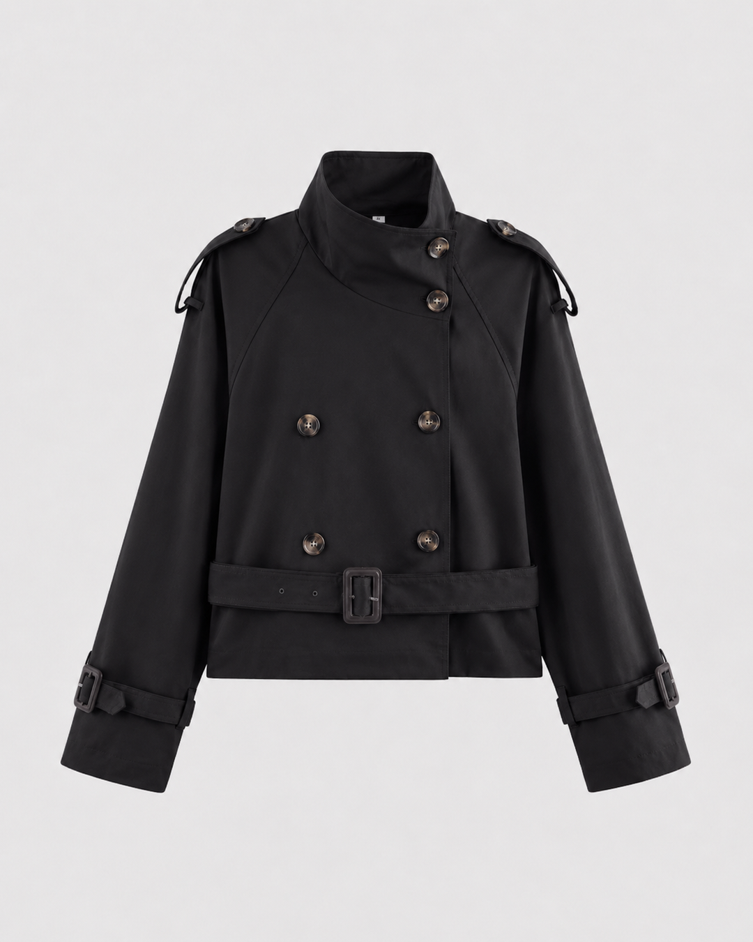 Manteau Court à Double Boutonnage – Noir